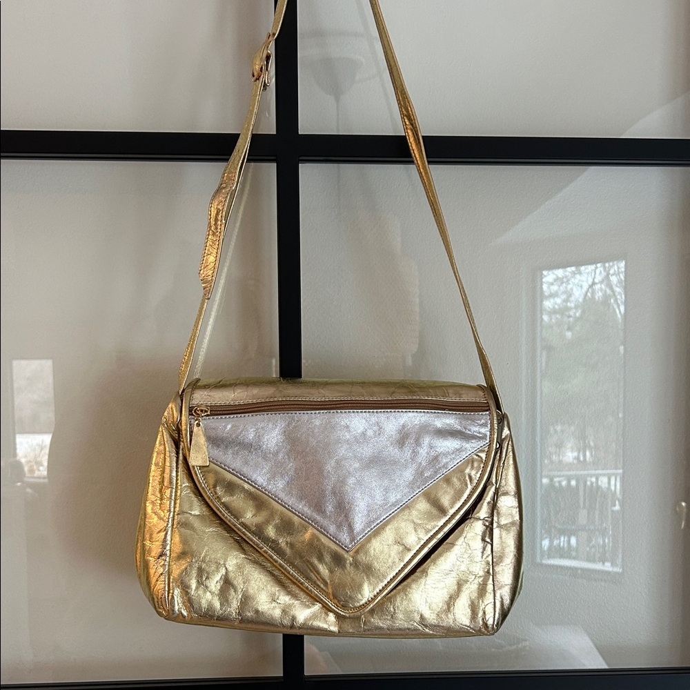 Elegant Gold and Silver Shoulder Bag
